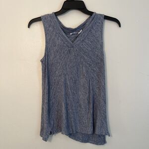 SIGRID OLSEN Knit Linen A Line Sleeveless Tank, Heathered Blue- Medium